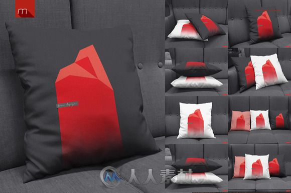 抱枕枕头靠垫展示PSD模板Pillow on Sofa Mock-up