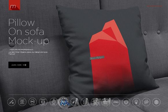 抱枕枕头靠垫展示PSD模板Pillow on Sofa Mock-up