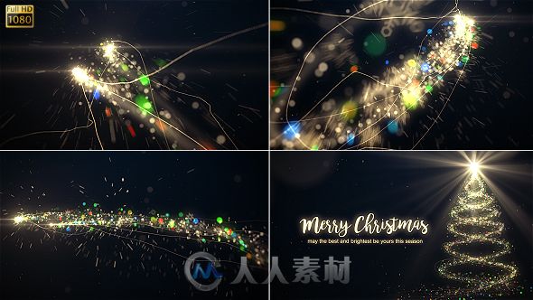 美丽的粒子颗粒画笔描绘圣诞树幻灯片AE模板 Videohive Christmas 18840085