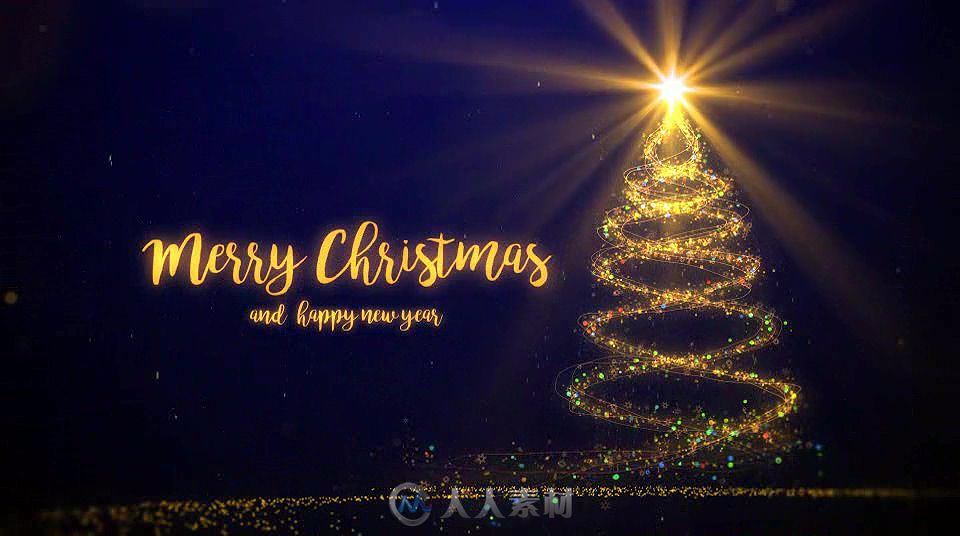 美丽的粒子颗粒画笔描绘圣诞树幻灯片AE模板 Videohive Christmas 18840085