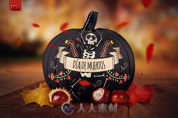 万圣节南瓜展示PSD模板Halloween Pumpkin Mock-up