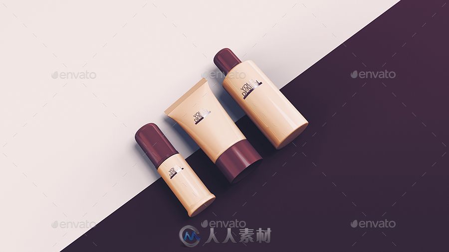 化妆品三件套套装展示PSD模板 Cosmetic Mock-up 2