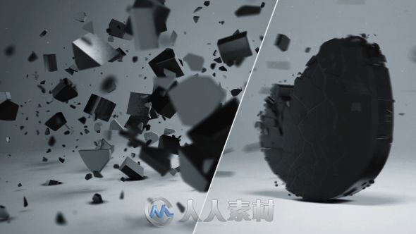 优雅黑白碎块组合成三维标志AE模板 Videohive Elegant 3D Shatter Logo 18604954