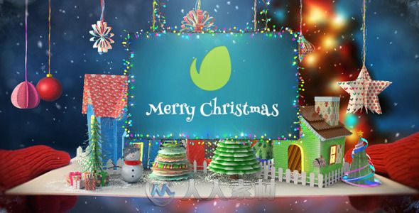 圣诞卡演绎圣诞三维动画幻灯片AE模板 Videohive Christmas Paper Card 13867581