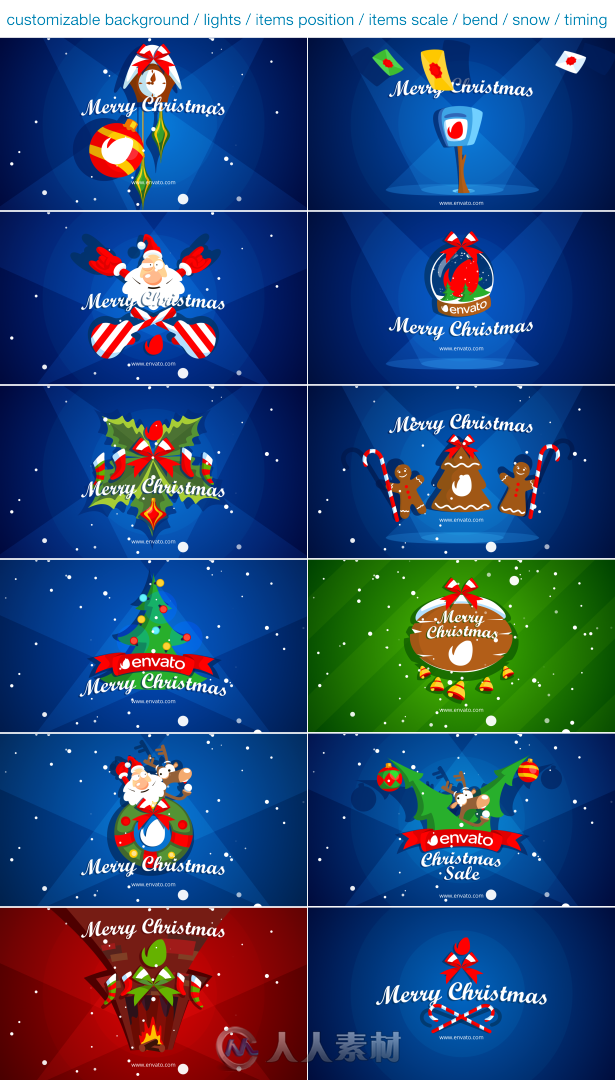 创意圣诞节标志展示视频AE模板 Videohive Christmas Pack Intro Outro Logo Ope...