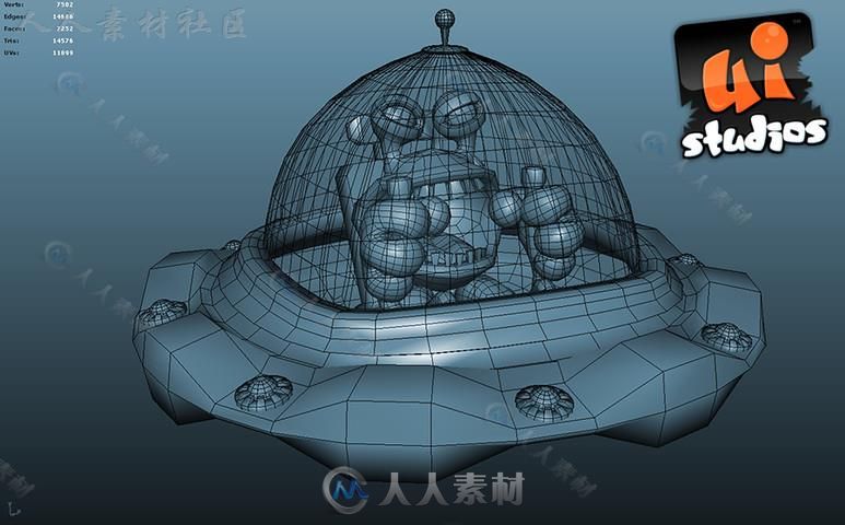 外星人飞碟卡通角色模型Unity3D素材资源