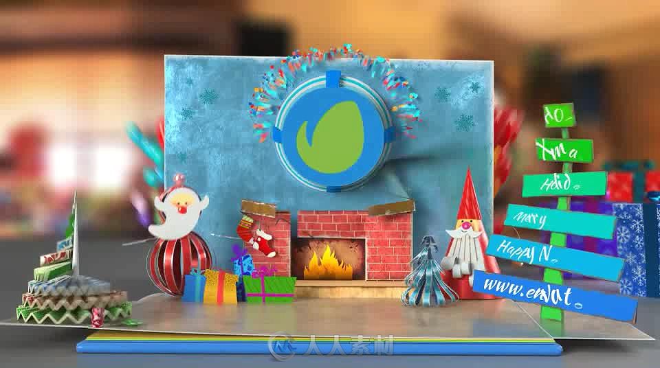 创意立体弹书出圣诞节开场AE模板 Videohive Christmas Pop-Up Book 2 19052418