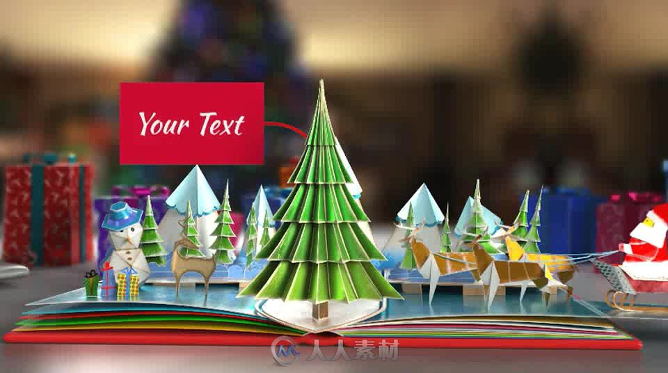 创意立体弹书出圣诞节开场AE模板 Videohive Christmas Pop-Up Book 2 19052418