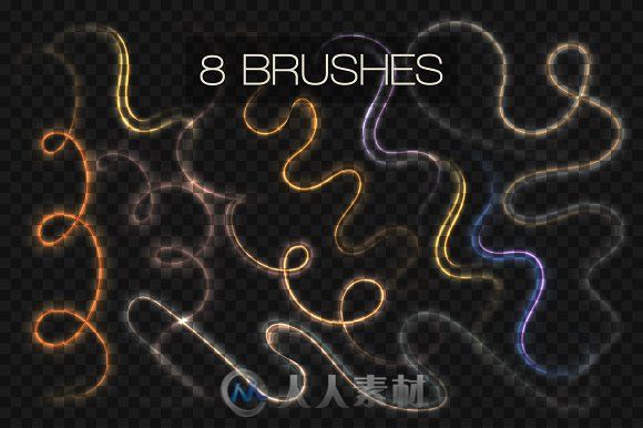 8款金属风格字符笔刷AI模板8 GLOWING METAL FONTS 8 BRUSHES