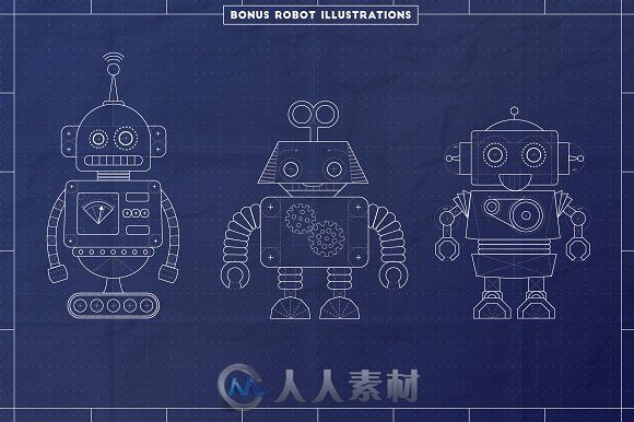 蓝图风格展示AI模板The Complete Vector Blueprint Kit