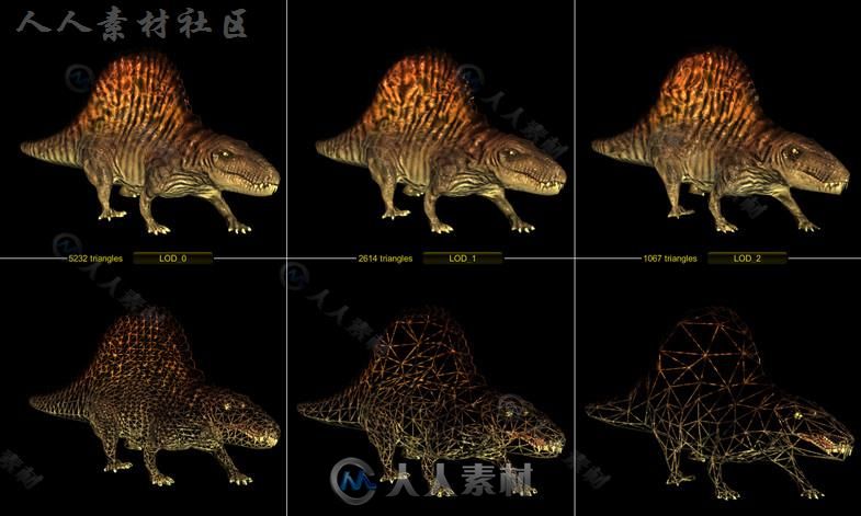 侏罗纪恐龙包爬行动物角色模型Unity3D素材资源