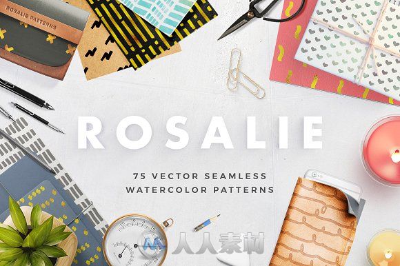 罗莎莉无缝水彩画AI模板Rosalie Seamless Watercolor Patterns