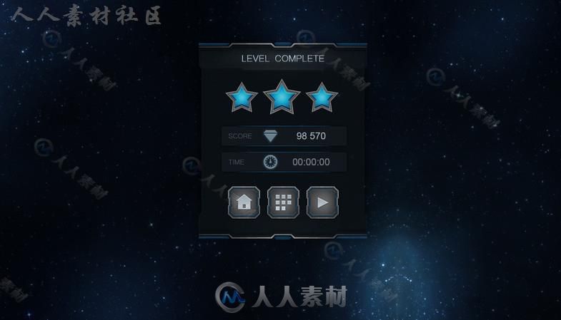 科幻的用户界面UI外皮贴图和材质Unity素材资源