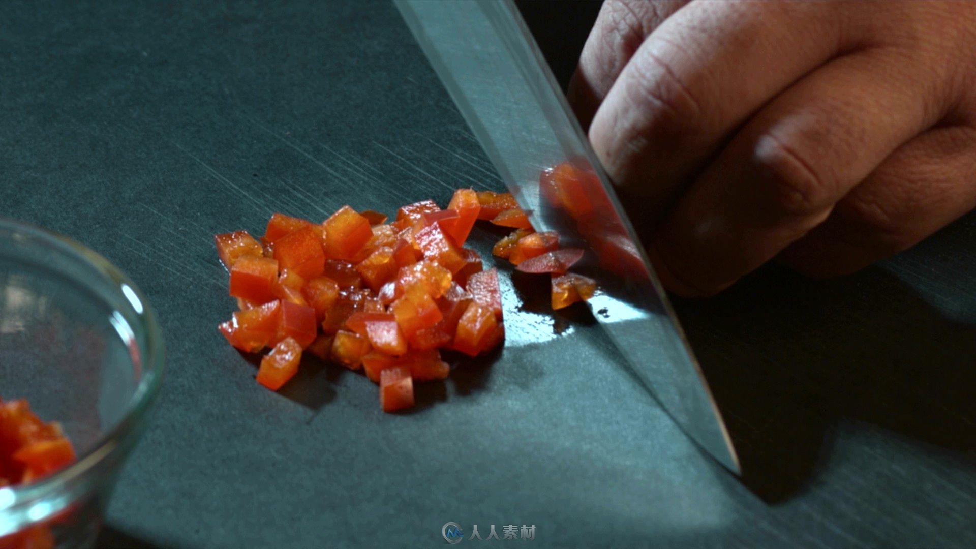 用刀切食物实拍视频素材