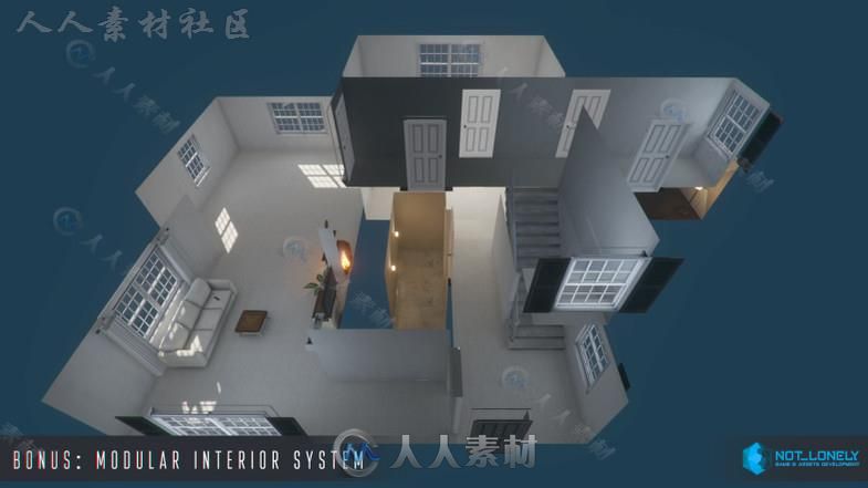 美式风格的房子城市环境模型Unity3D素材资源