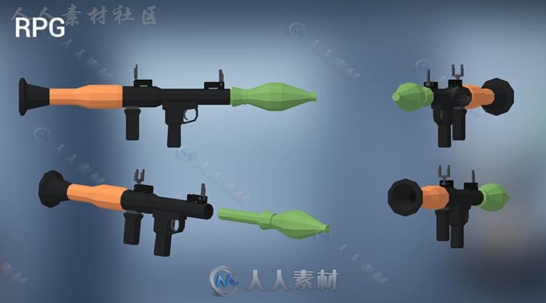 低聚枪包武器道具模型Unity3D素材资源