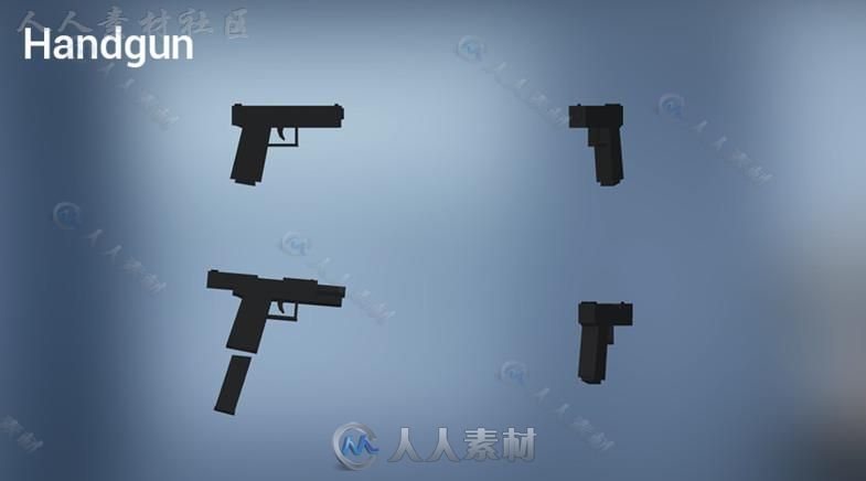 低聚枪包武器道具模型Unity3D素材资源