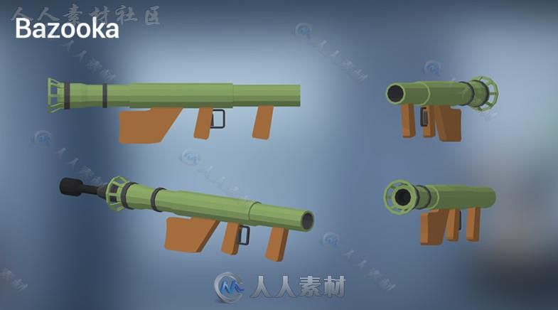 低聚枪包武器道具模型Unity3D素材资源