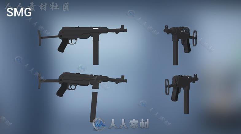 低聚枪包武器道具模型Unity3D素材资源