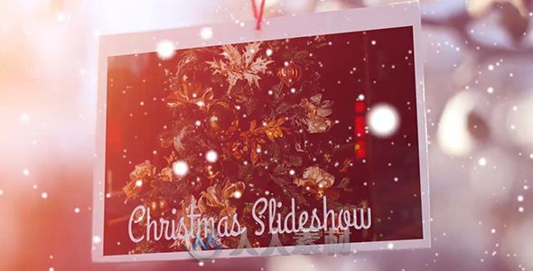 雪花飘落美丽的圣诞节照片挂饰幻灯片AE模板Videohive Christmas Slideshow 18998518