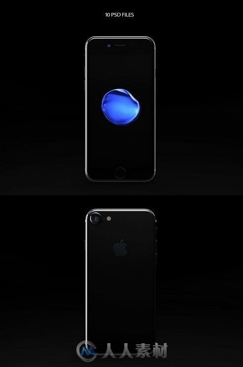 苹果亮黑色IPHONE7plus展示PSD模板