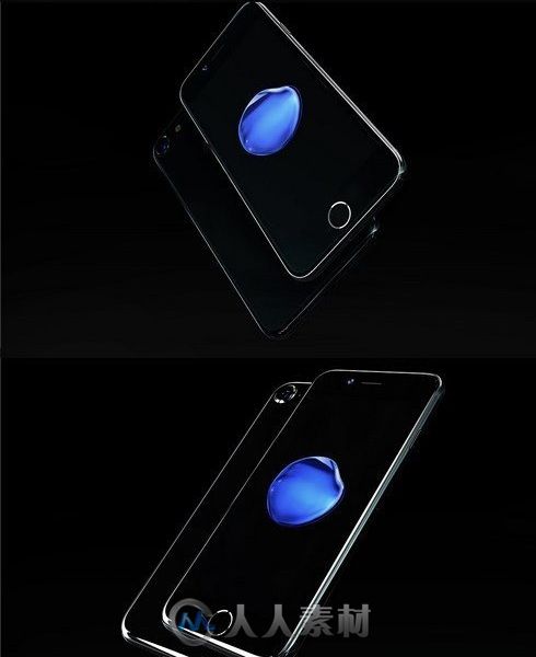 苹果亮黑色IPHONE7plus展示PSD模板