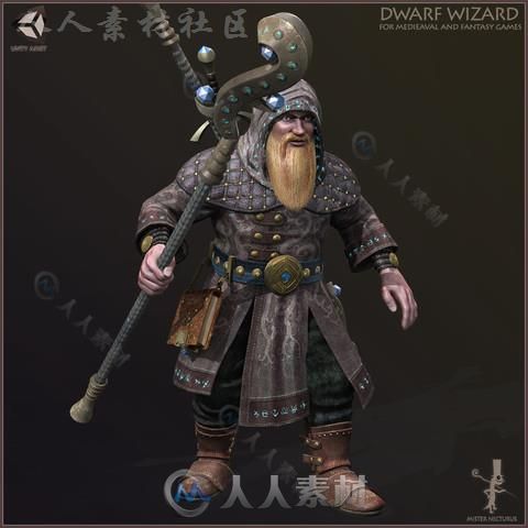 矮人族战士幻想人形生物角色模型Unity3D素材资源