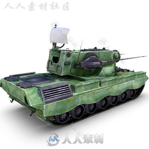 Flakpanzer Gepard坦克陆地车辆模型Unity3D素材资源