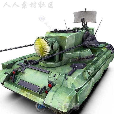 Flakpanzer Gepard坦克陆地车辆模型Unity3D素材资源