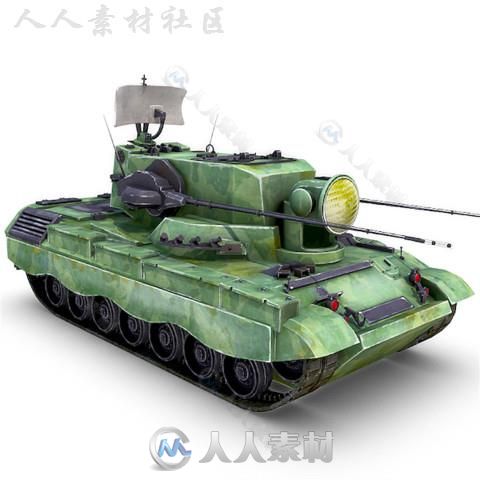 Flakpanzer Gepard坦克陆地车辆模型Unity3D素材资源