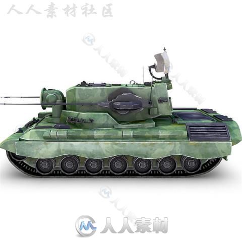 Flakpanzer Gepard坦克陆地车辆模型Unity3D素材资源