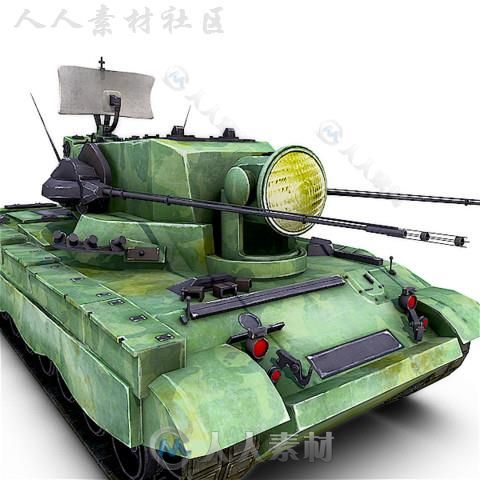 Flakpanzer Gepard坦克陆地车辆模型Unity3D素材资源