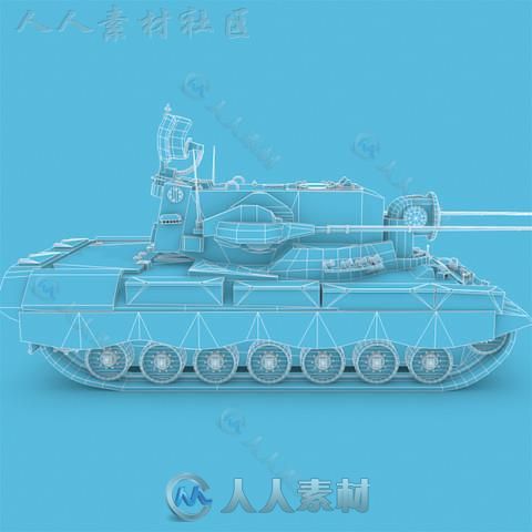 Flakpanzer Gepard坦克陆地车辆模型Unity3D素材资源