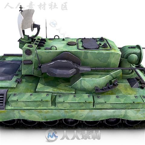 Flakpanzer Gepard坦克陆地车辆模型Unity3D素材资源