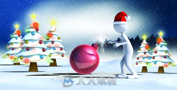 有趣的圣诞节雪人点炸弹礼物卡通动画AE模板Videohive Christmas Love Bomb 19109816