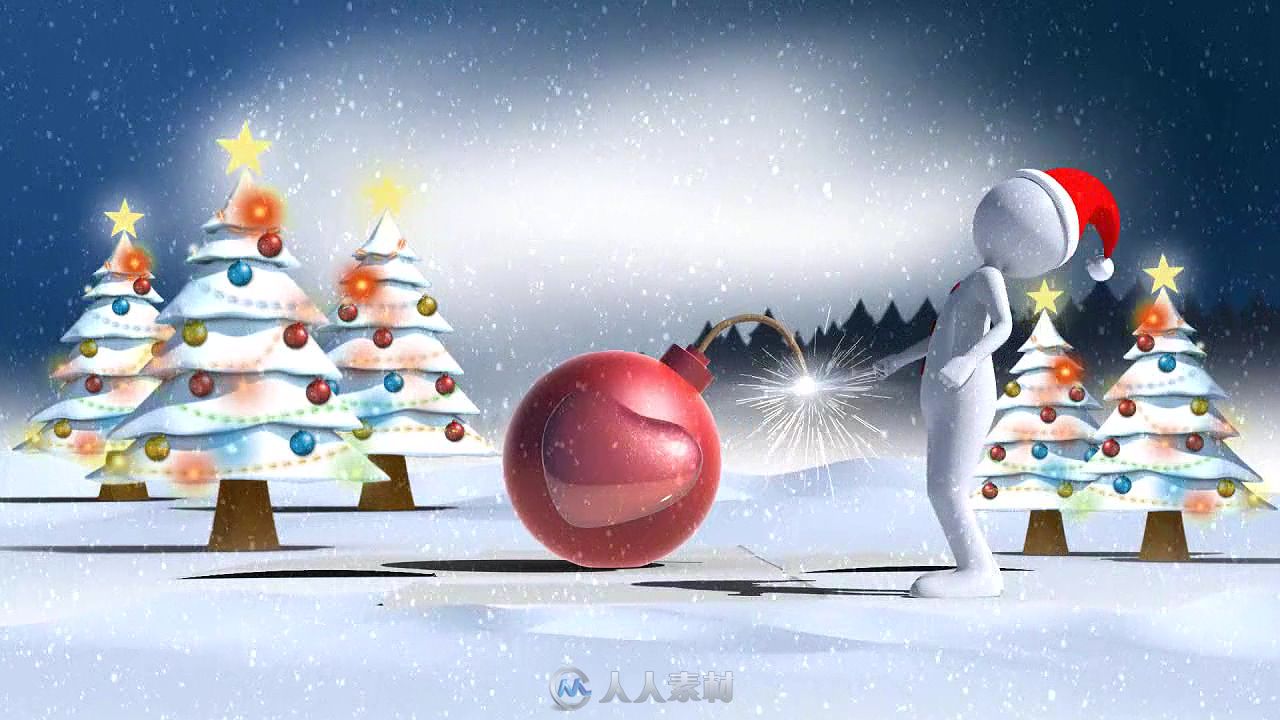 有趣的圣诞节雪人点炸弹礼物卡通动画AE模板Videohive Christmas Love Bomb 19109816