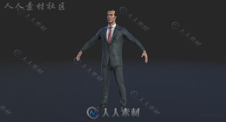 男士西装人类人形生物角色3D模型Unity素材资源