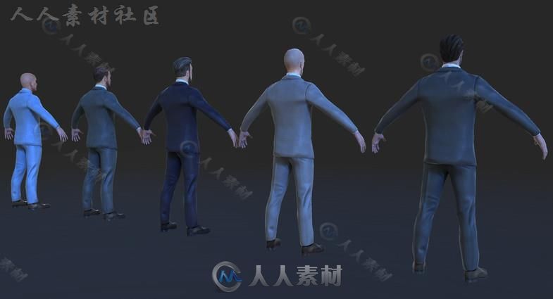 男士西装人类人形生物角色3D模型Unity素材资源