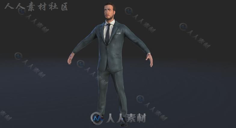 男士西装人类人形生物角色3D模型Unity素材资源