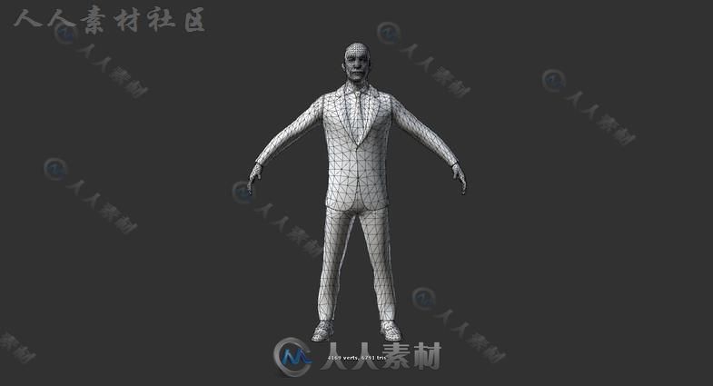 男士西装人类人形生物角色3D模型Unity素材资源