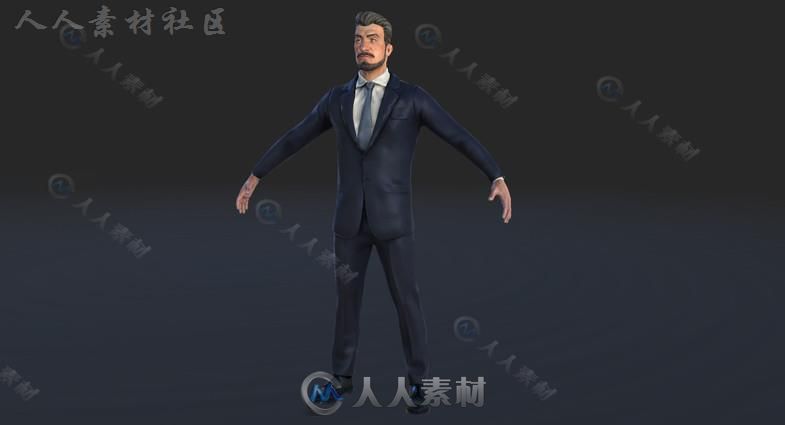 男士西装人类人形生物角色3D模型Unity素材资源