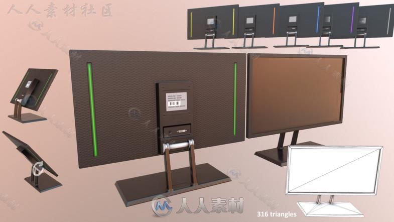 现代台式电脑电子设备道具3D模型Unity素材资源