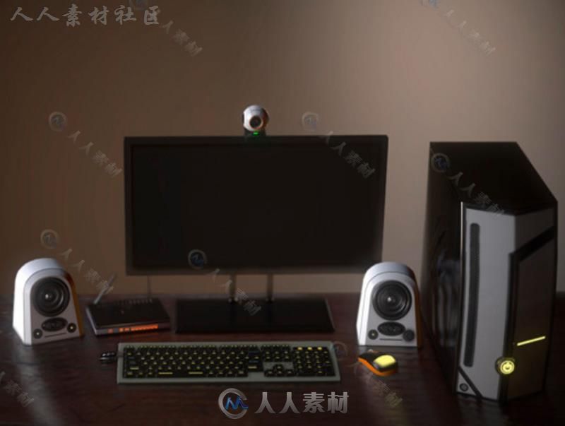 现代台式电脑电子设备道具3D模型Unity素材资源