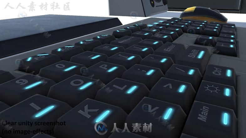 现代台式电脑电子设备道具3D模型Unity素材资源