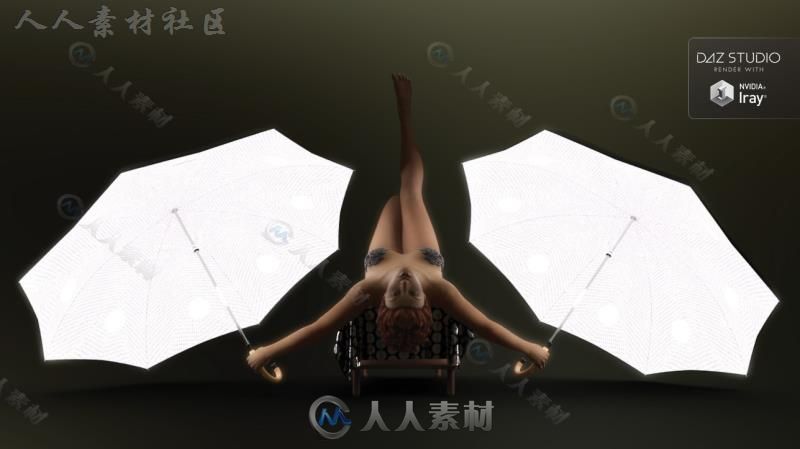 美丽优雅的拿伞舞蹈姿势3D模型合辑