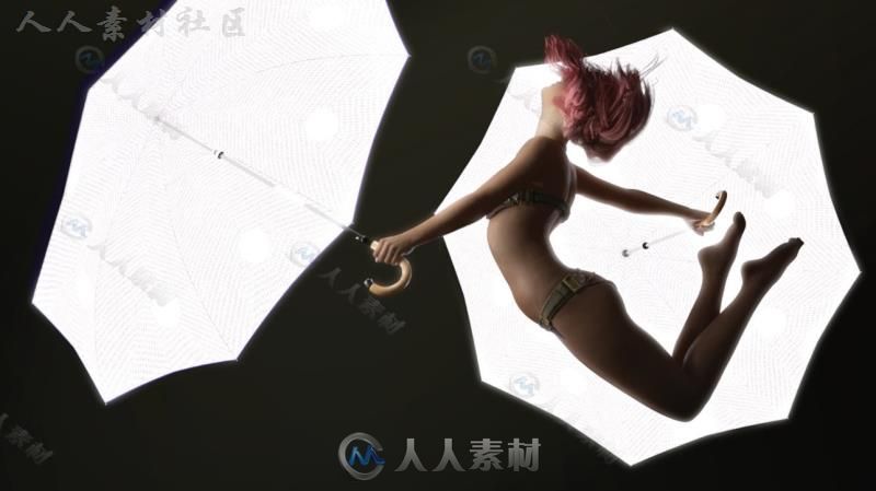 美丽优雅的拿伞舞蹈姿势3D模型合辑