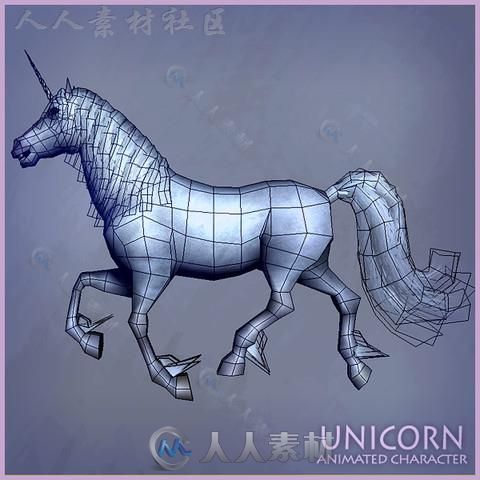 独角兽哺乳动物角色3D模型Unity素材资源