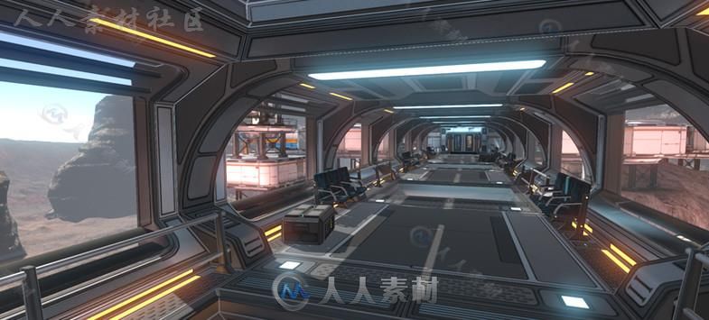 宇宙飞船场景科幻环境3D模型Unity素材资源