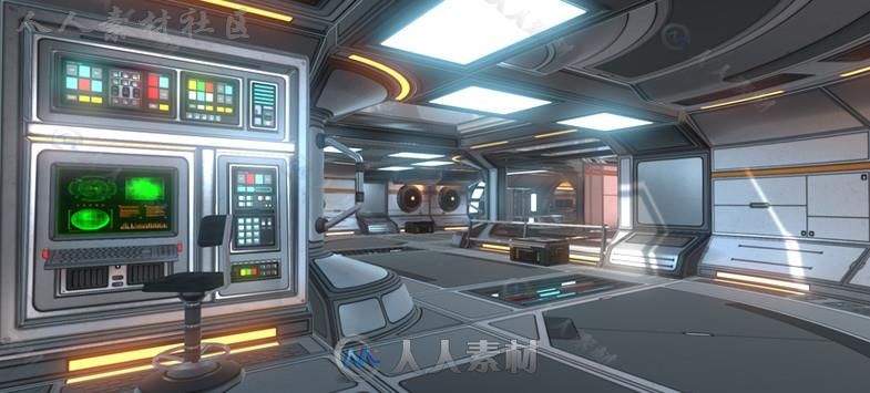 宇宙飞船场景科幻环境3D模型Unity素材资源