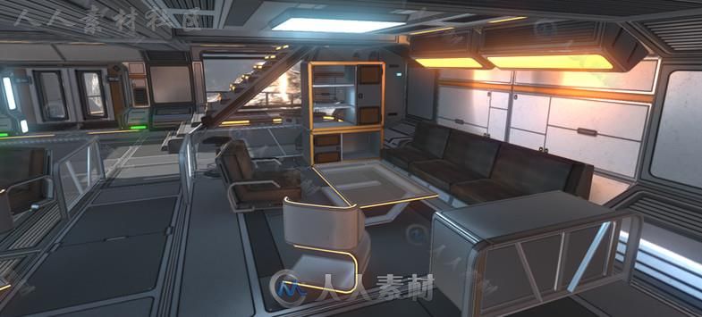 宇宙飞船场景科幻环境3D模型Unity素材资源